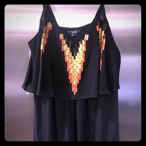 Black Cocktail Dress with Sequin tribal accents